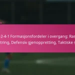 3-2-4-1 Formasjonsfordeler i overgang: Rask kontring, Defensiv gjenoppretting, Taktiske skift