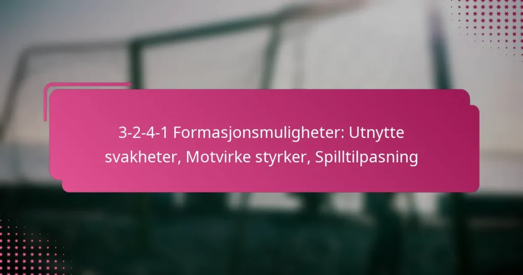 3-2-4-1 Formasjonsmuligheter: Utnytte svakheter, Motvirke styrker, Spilltilpasning