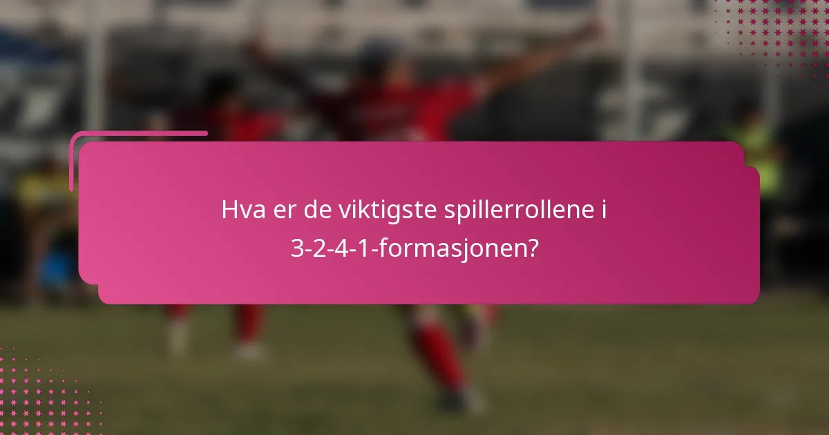Hva er de viktigste spillerrollene i 3-2-4-1-formasjonen?